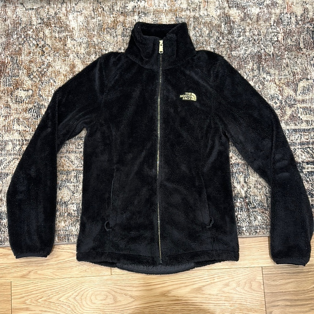 EUC The North Face Women's Full Zip Fleece Jacket - Size XS Gold Zipper and Logo